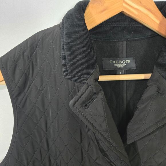 Talbots Quilted Vest Women Small Petite Corduroy Collar Button Up Layering - Picture 4 of 10